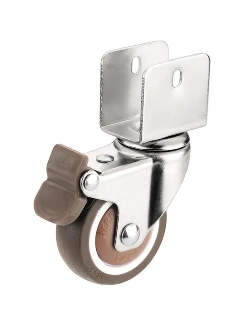 Aokley Silent 2 Inch L P Shaped Splint Soft Rubber Furniture Caster Wheel Set 4Pcs Color X B - Image 2