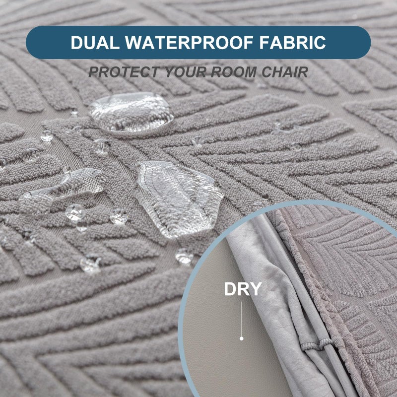 YUEANG Waterproof Stretch Seat Covers,Dining Room Chair for 4 Set Removable Washable Chair Slipcover Protectors,Rear Covers,Light Grey - Image 4