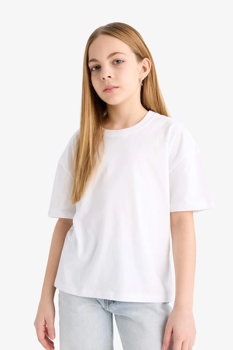 ديفاكتو Girl Relax Fit Crew Neck 2 Piece T-Shirt