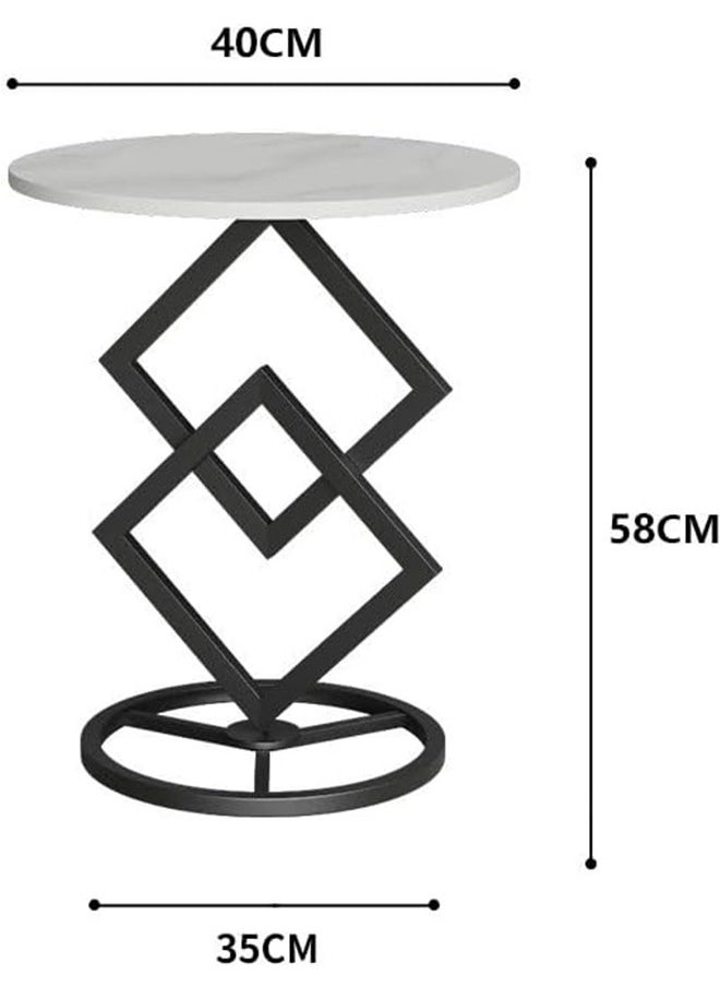 Generic Round Coffee Table，Modern Round Metal-Base Side Table, Rock Slab Tabletop,for Living Room, Bedroom,Home Office  - Image 3