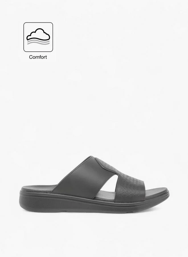 LBL by Shoexpress BLACK Textured Slip-On Comfort Arabic Sandals for Men | Best Price UAE