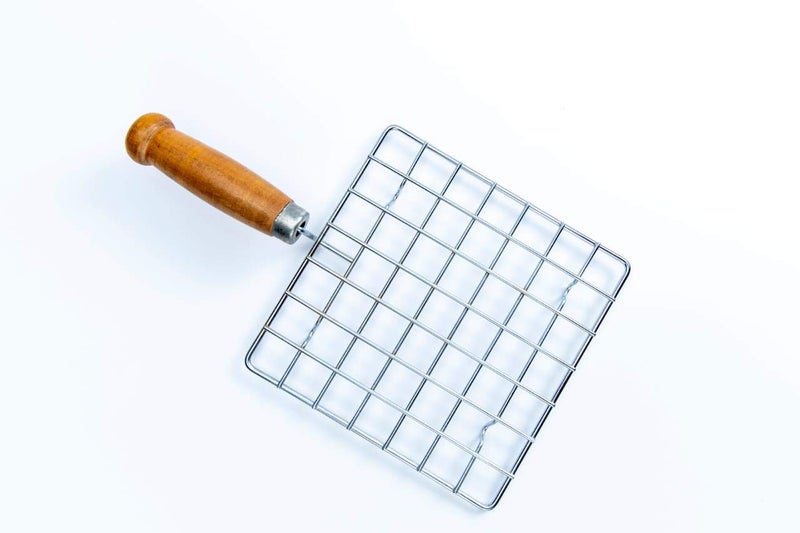 Puno Stainless Steel Square Papad Jali/Roti Roast Grill/Papad Roast Grill With Handle, 17cm, Silver - Image 3