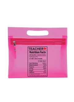 PRINTSHOP4ME Teachers Day Gift Pink Transparent Cosmetic Bag with zipper closure - Teacher Appriciation Gift - Gift for Teacher - Teacher Gifts  - Image 1