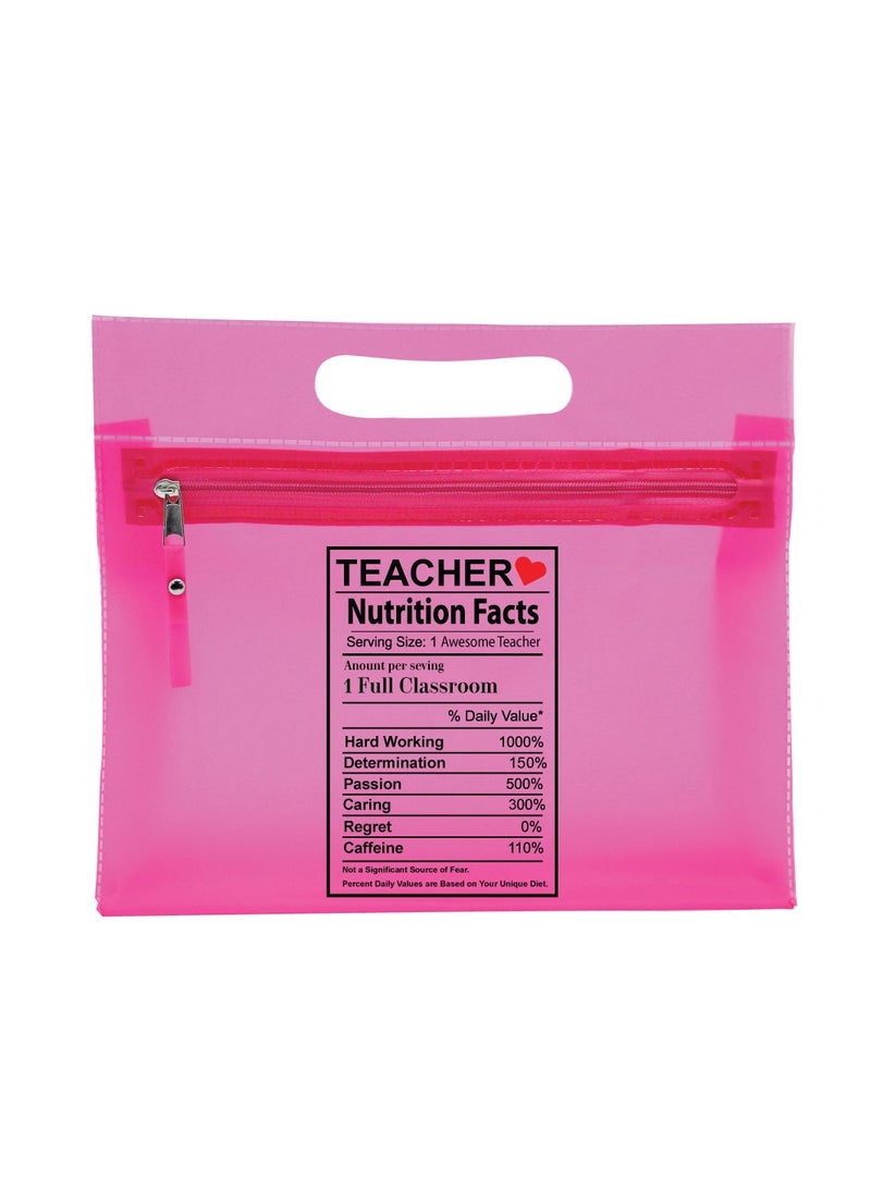 PRINTSHOP4ME Teachers Day Gift Pink Transparent Cosmetic Bag with zipper closure - Teacher Appriciation Gift - Gift for Teacher - Teacher Gifts  - Image 1