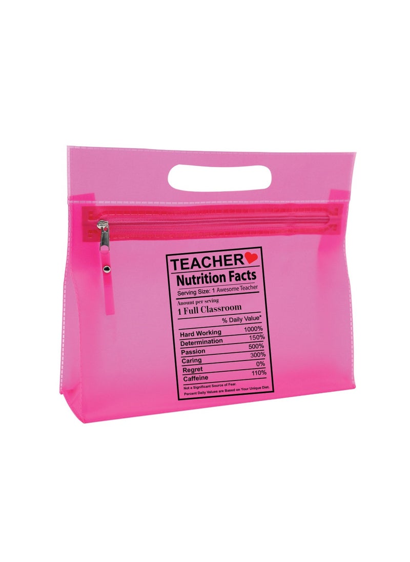 PRINTSHOP4ME Teachers Day Gift Pink Transparent Cosmetic Bag with zipper closure - Teacher Appriciation Gift - Gift for Teacher - Teacher Gifts  - Image 2