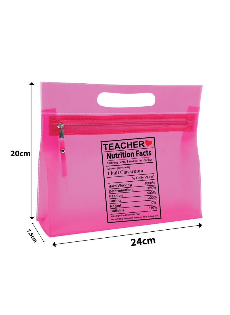 PRINTSHOP4ME Teachers Day Gift Pink Transparent Cosmetic Bag with zipper closure - Teacher Appriciation Gift - Gift for Teacher - Teacher Gifts  - Image 5