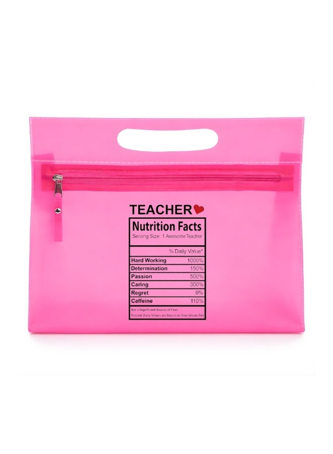 PRINTSHOP4ME Teachers Day Gift Pink Transparent Cosmetic Bag with zipper closure - Teacher Appriciation Gift - Gift for Teacher - Teacher Gifts - Image 1