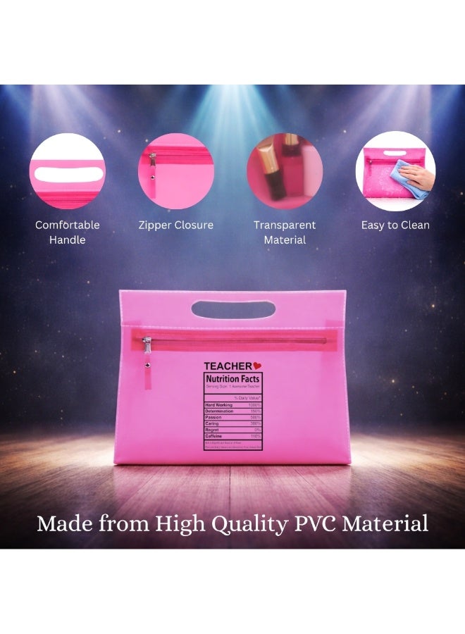 PRINTSHOP4ME Teachers Day Gift Pink Transparent Cosmetic Bag with zipper closure - Teacher Appriciation Gift - Gift for Teacher - Teacher Gifts - Image 4