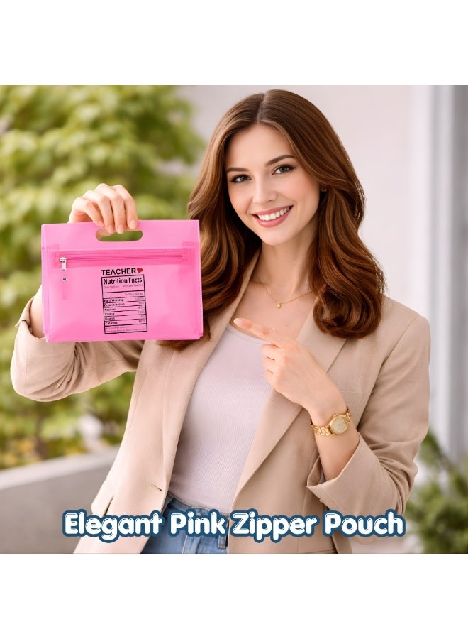 PRINTSHOP4ME Teachers Day Gift Pink Transparent Cosmetic Bag with zipper closure - Teacher Appriciation Gift - Gift for Teacher - Teacher Gifts - Image 2