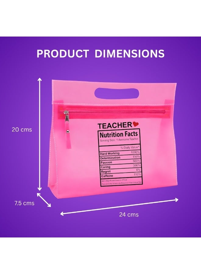 PRINTSHOP4ME Teachers Day Gift Pink Transparent Cosmetic Bag with zipper closure - Teacher Appriciation Gift - Gift for Teacher - Teacher Gifts - Image 3