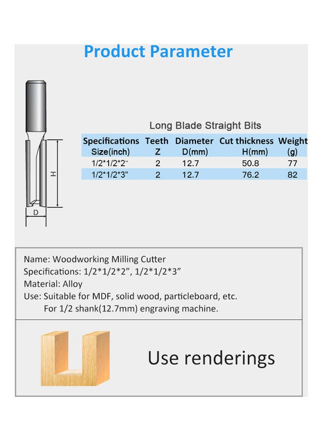 NIBEMINENT 1-Piece Woodworking Milling Cutter Red/Silver  - Image 2