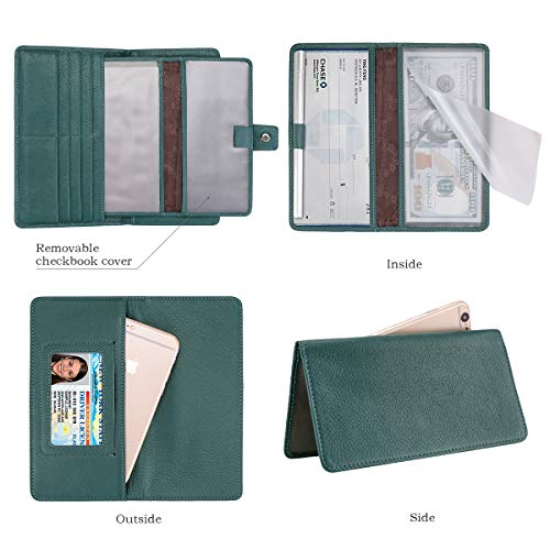 Itslife Womens Wallet,Large Capacity RFID Blocking Leather Wallets Credit Cards Organizer Ladies Wallet with Checkbook Holder,Green - Image 3