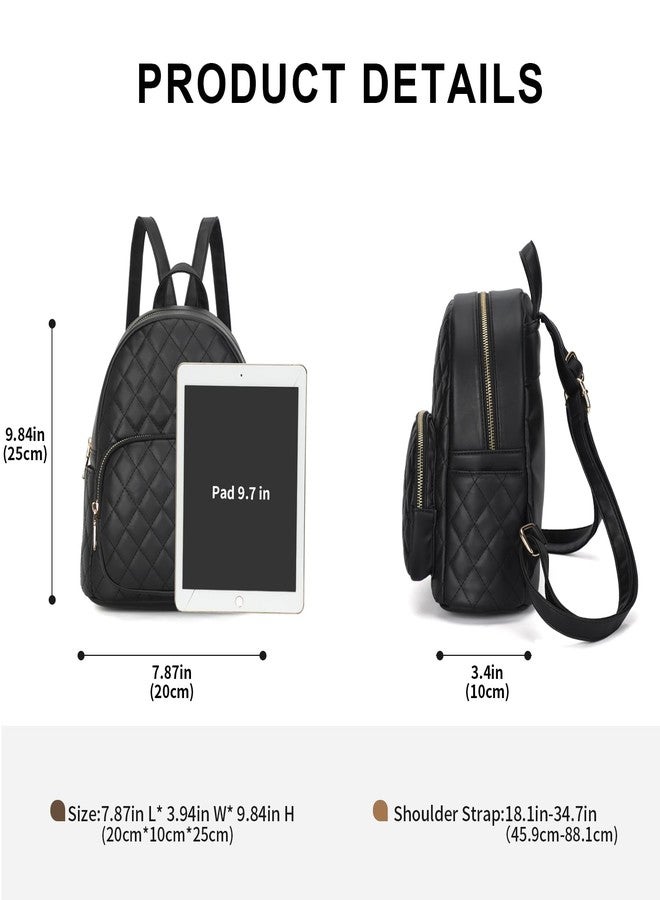 KL928 Quilted Mini Backpack for Women, PU Leather Backpack Purse Designer Satchel Bag, Small Casual Daypack for Ladies - Image 2