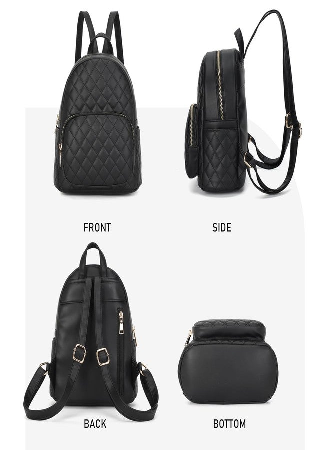 KL928 Quilted Mini Backpack for Women, PU Leather Backpack Purse Designer Satchel Bag, Small Casual Daypack for Ladies - Image 3