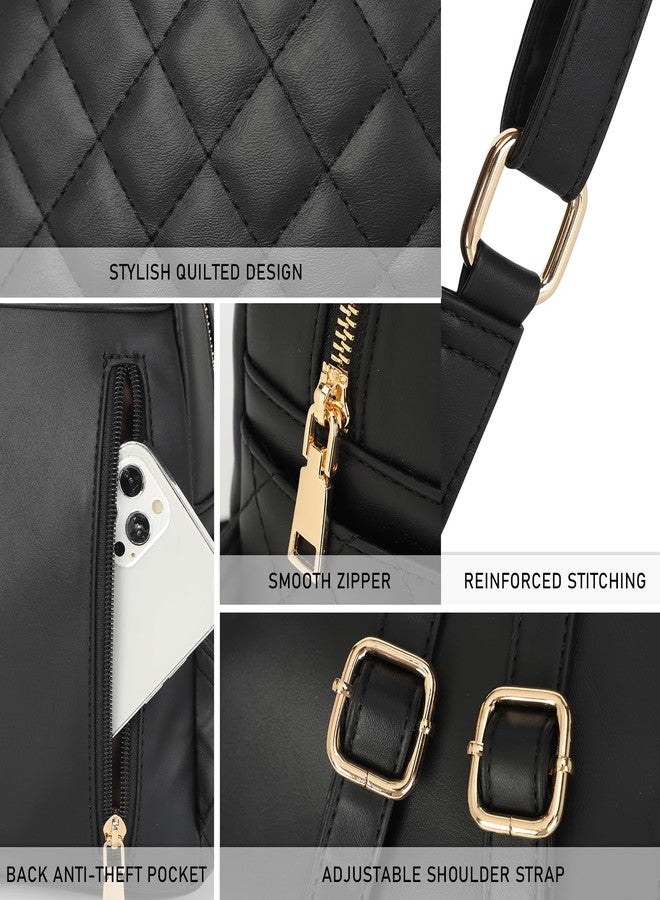 KL928 Quilted Mini Backpack for Women, PU Leather Backpack Purse Designer Satchel Bag, Small Casual Daypack for Ladies - Image 5