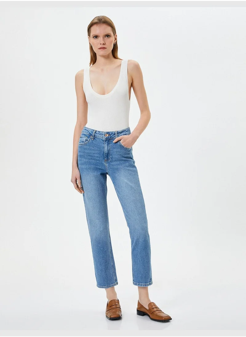 كوتون Slim Straight Jean Standard Waist Comfort Stretch Cotton Pockets - Eve Slim Jean