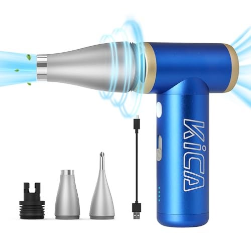 KiCA Electric Air Duster - Jet Fan 2S Rechargeable Air Duster, 117000RPM Brushless Motor, Metal Shell, 56 MPH Wind Speed, Jet Dry Blower for Keyboard, PC, Car & Home Cleaning (Blue) - Image 1