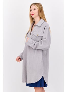 Aerie Women Solid Trench Coat, Grey  - Image 2