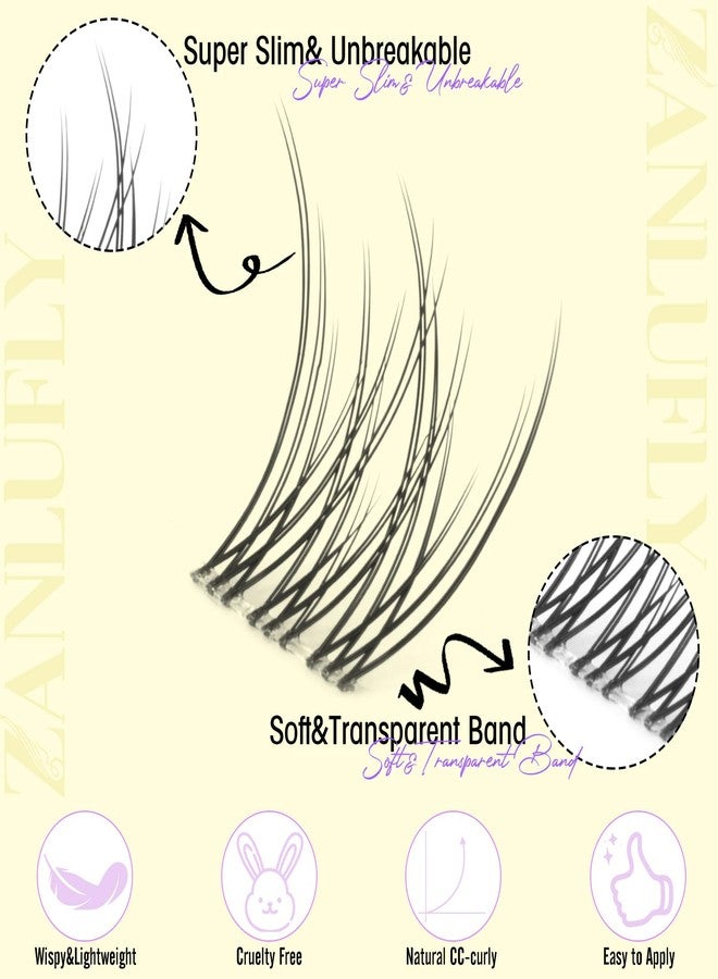 zanlufly Cluster Lashes Natural Eyelash Clusters CC-Curly Eyelash Extension Wispy Individual Lashes Clusters Clear Band ZANLUFLY DIY Lash Extension (9MM 10MM 11MM,140Pcs) - Image 2