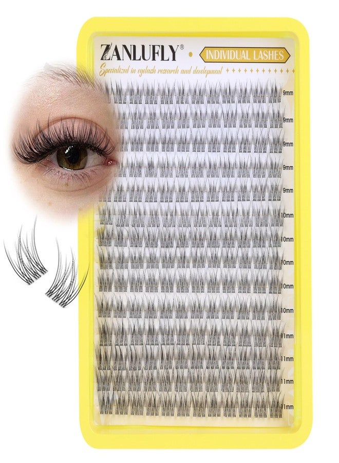 zanlufly Cluster Lashes Natural Eyelash Clusters CC-Curly Eyelash Extension Wispy Individual Lashes Clusters Clear Band ZANLUFLY DIY Lash Extension (9MM 10MM 11MM,140Pcs) - Image 1