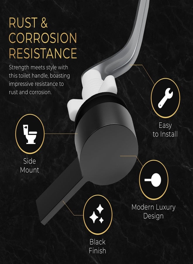 RAVINE Premium Modern Luxury Universal Side Mount Toilet Handle Replacement, Majestic Collection. Black Toilet Lever Replacement, Easy Install - Image 4