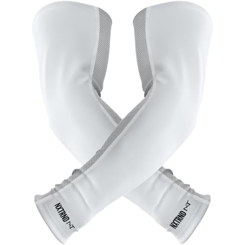 NXT NXTRND Nxtrnd Air-TEK Arm Sleeves, Breathable Football Compression Sleeves (Large, White) - Image 1
