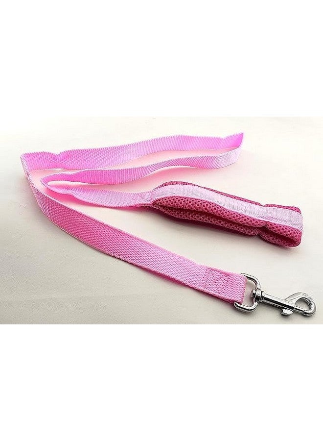 سترة مبطنة من النايلون الناعم وقابلة للتعديل مقاس 1 بوصة ومقود بمقبض طويل مثالي للمشي في الهواء الطلق/تدريب الكلاب والجراء - وردي (كبير) - Image 4