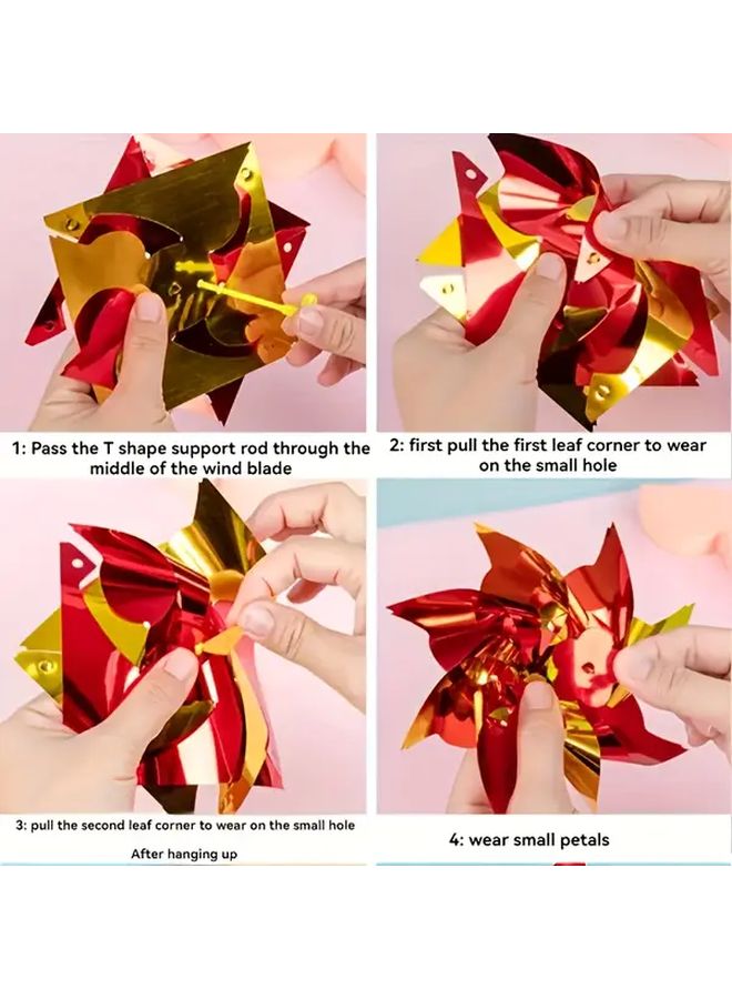 10pcs Rainbow Satin Ribbon Mini Windmills Waterproof Sunproof Garden Party Decor - Image 5