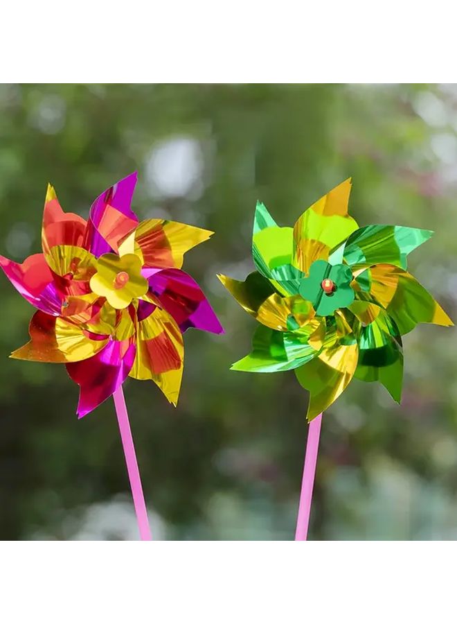 10pcs Rainbow Satin Ribbon Mini Windmills Waterproof Sunproof Garden Party Decor - Image 4