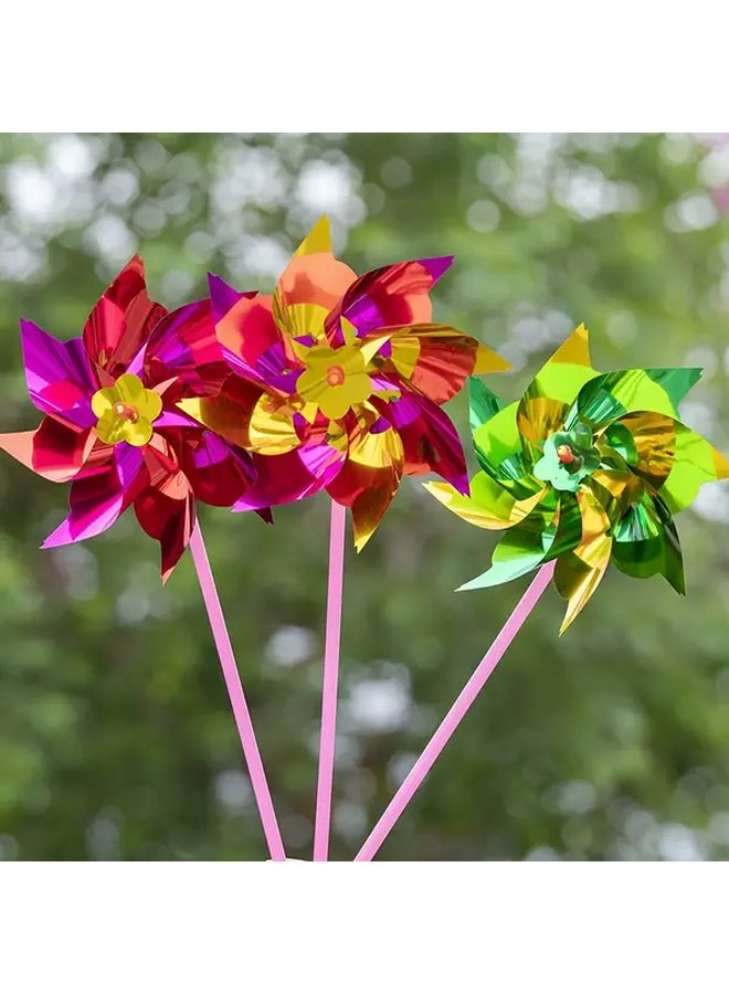 10pcs Rainbow Satin Ribbon Mini Windmills Waterproof Sunproof Garden Party Decor - Image 3
