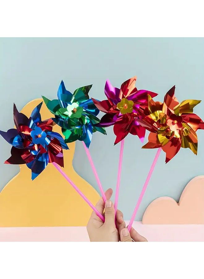 10pcs Rainbow Satin Ribbon Mini Windmills Waterproof Sunproof Garden Party Decor - Image 2