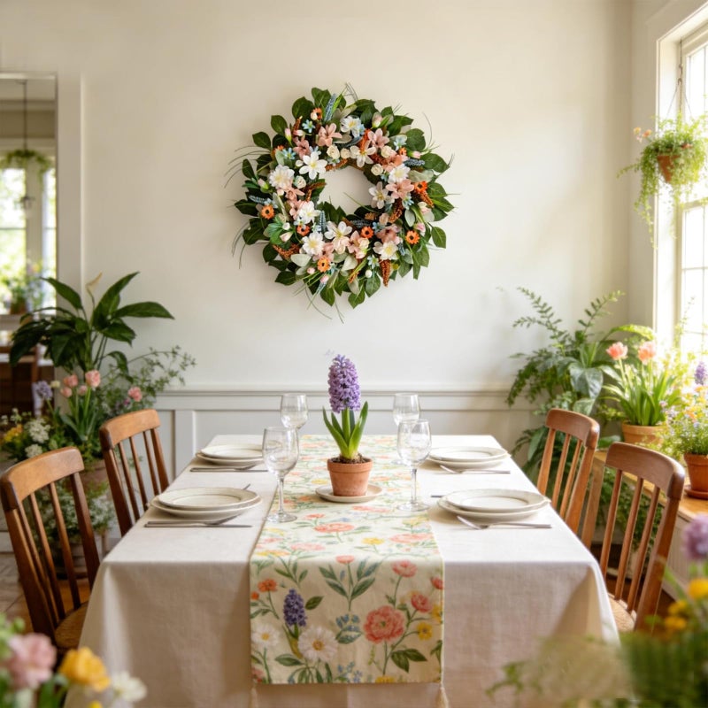 CIR OASES 24 Inches Spring Wreaths for Front Door Spring Door Wreath Summer Floral Wreath with Wildflower for Wall Porch Indoors Outdoor Window Home Farmhouse Decorations - Image 5