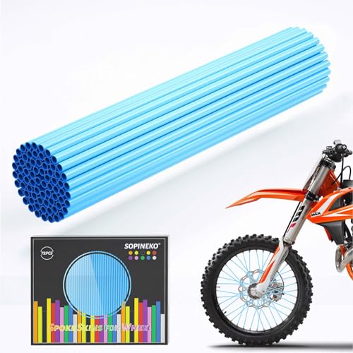 SOPINEKO 72Pcs Spoke Skins Covers Spoke Wraps Wheel Decoration for Motorcycle Bicycle Dirt Bike WheelchairSky Blue - Image 1