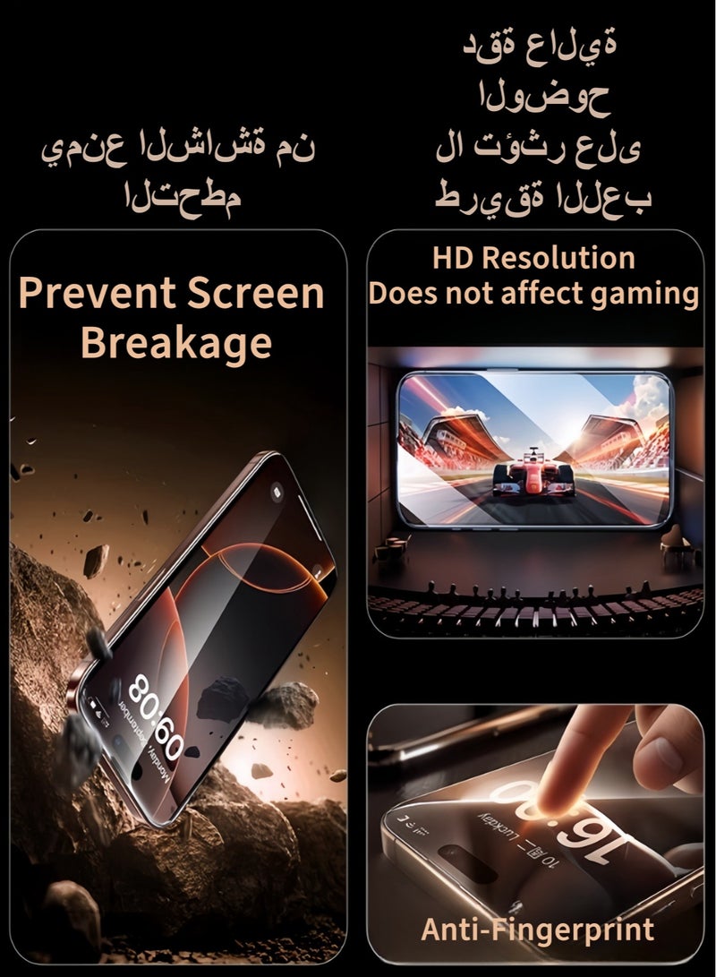 iPhone 16 Pro Screen Protector 6.3 Inch HD Clear With a Webcam Cover Phone Receiver Dustproff Protection Scratch Resistant, Anti-Fingerprint, Bubble Free, 9H Tempered Glass Film For iPhone 16 Pro-2Pack Clear - Image 3