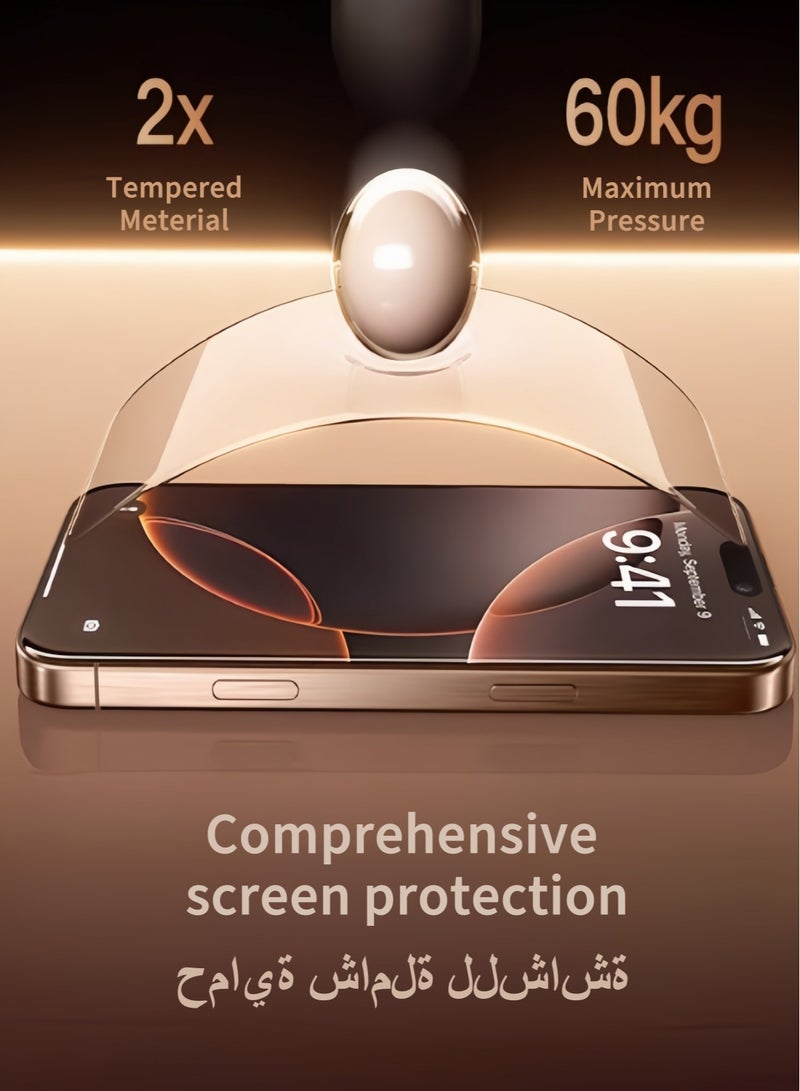 iPhone 16 Pro Screen Protector 6.3 Inch HD Clear With a Webcam Cover Phone Receiver Dustproff Protection Scratch Resistant, Anti-Fingerprint, Bubble Free, 9H Tempered Glass Film For iPhone 16 Pro-2Pack Clear - Image 2