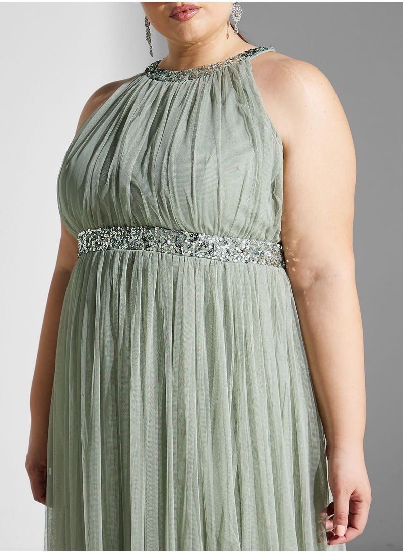 Anaya with Love Curve Embellished Mesh Tiered Dress  - Image 3