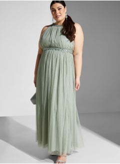 Embellished Mesh Tiered Dress