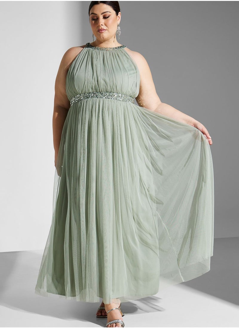 Anaya with Love Curve Embellished Mesh Tiered Dress  - Image 4