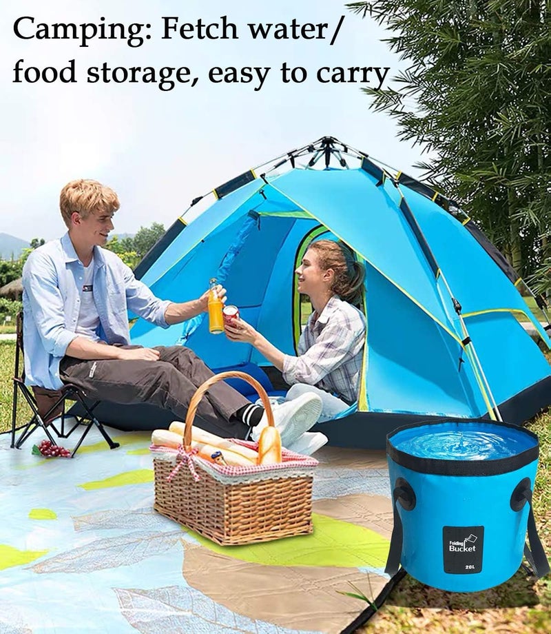 Sunglow Collapsible 5 Gallon Multifunctional Portable Fishing Bucket - Wash Basin Folding Bucket - Water Container for Fishing-Camping-Gardening (20L/5gallon(Blue)) - Image 4