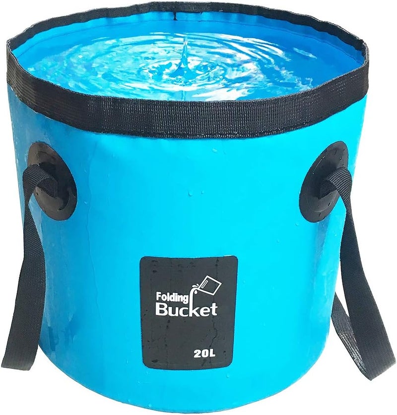 Sunglow Collapsible 5 Gallon Multifunctional Portable Fishing Bucket - Wash Basin Folding Bucket - Water Container for Fishing-Camping-Gardening (20L/5gallon(Blue)) - Image 1