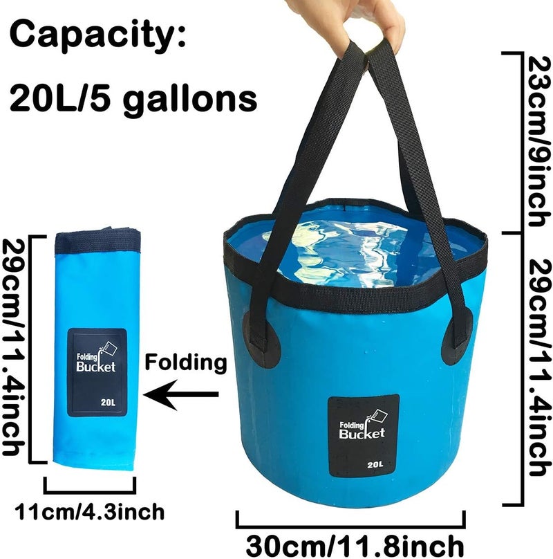 Sunglow Collapsible 5 Gallon Multifunctional Portable Fishing Bucket - Wash Basin Folding Bucket - Water Container for Fishing-Camping-Gardening (20L/5gallon(Blue)) - Image 2