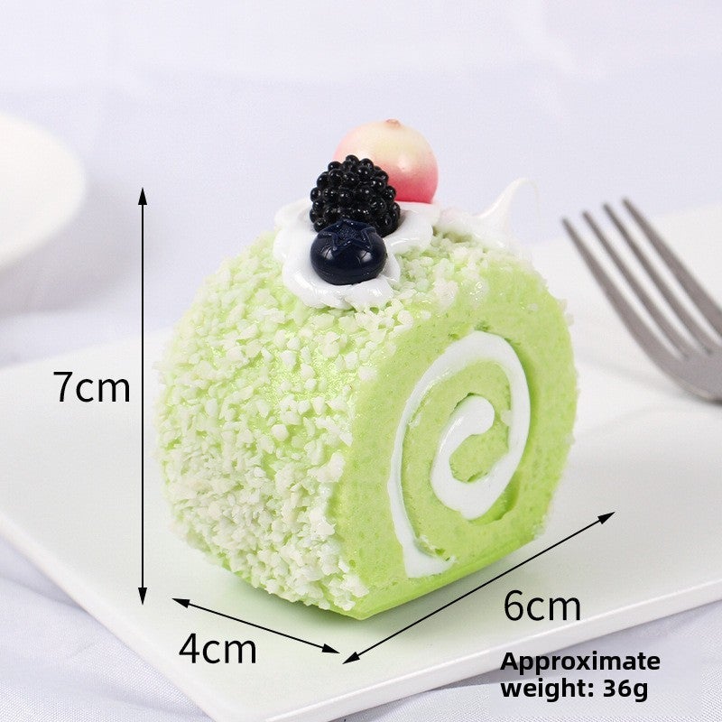 Simulated Fruit Swiss Roll Towel Cake Model Toy Green-cake roll