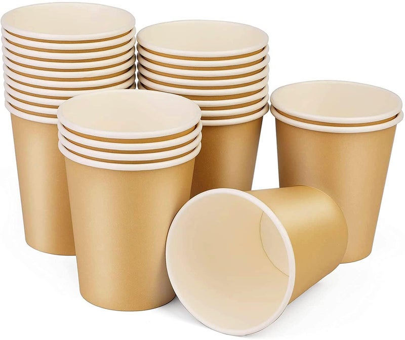 BALDCC 25 Pack 8 oz Disposable Paper Cups Disposable Coffee Cups HotCold Beverage Drinking Cup for Offices Home Kitchens Coffee ShopsKhaki