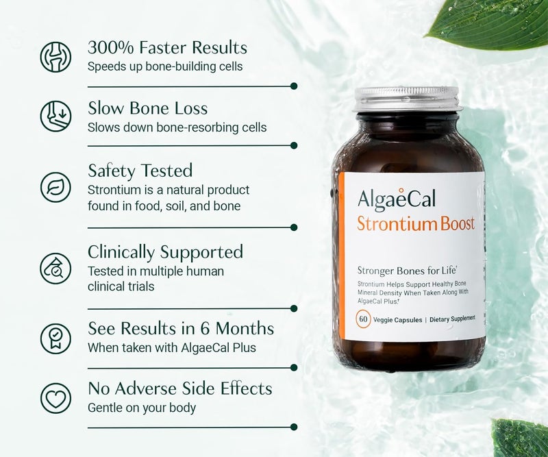 AlgaeCal  Strontium Boost Natural Calcium Supplement for Bone Density Increase Strontium Citrate 680 mg Easy to Swallow for Bone Health  Bone Strength GlutenFree  60 Veggie Caps Made in USA - Image 4