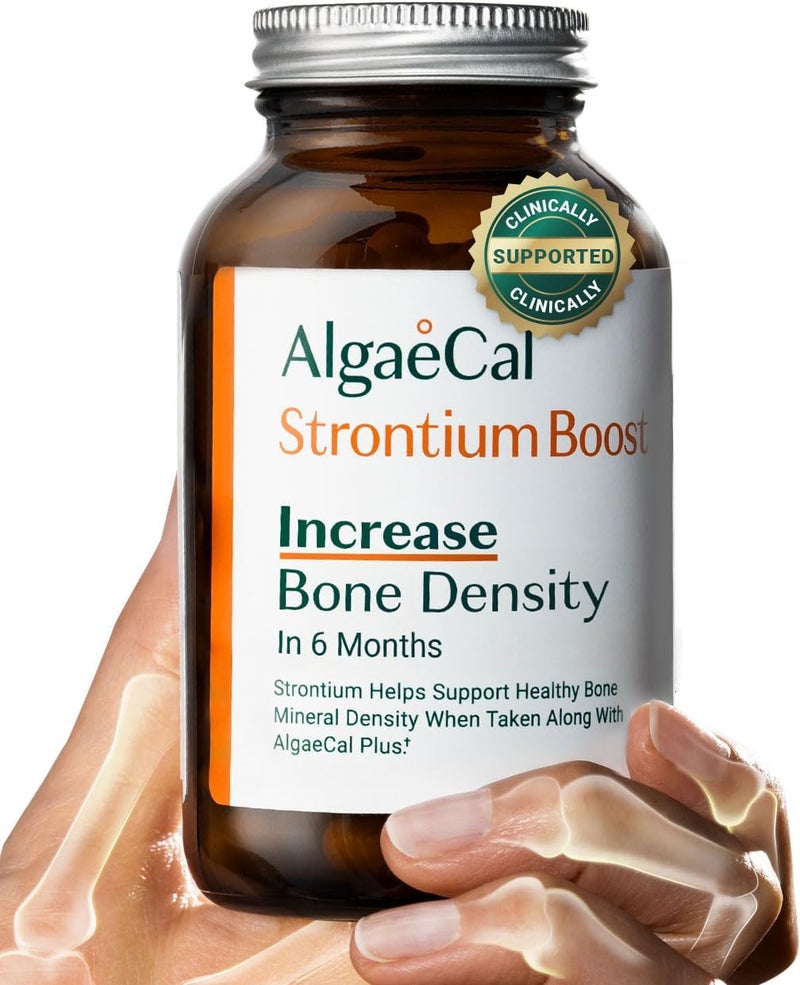 AlgaeCal  Strontium Boost Natural Calcium Supplement for Bone Density Increase Strontium Citrate 680 mg Easy to Swallow for Bone Health  Bone Strength GlutenFree  60 Veggie Caps Made in USA - Image 1