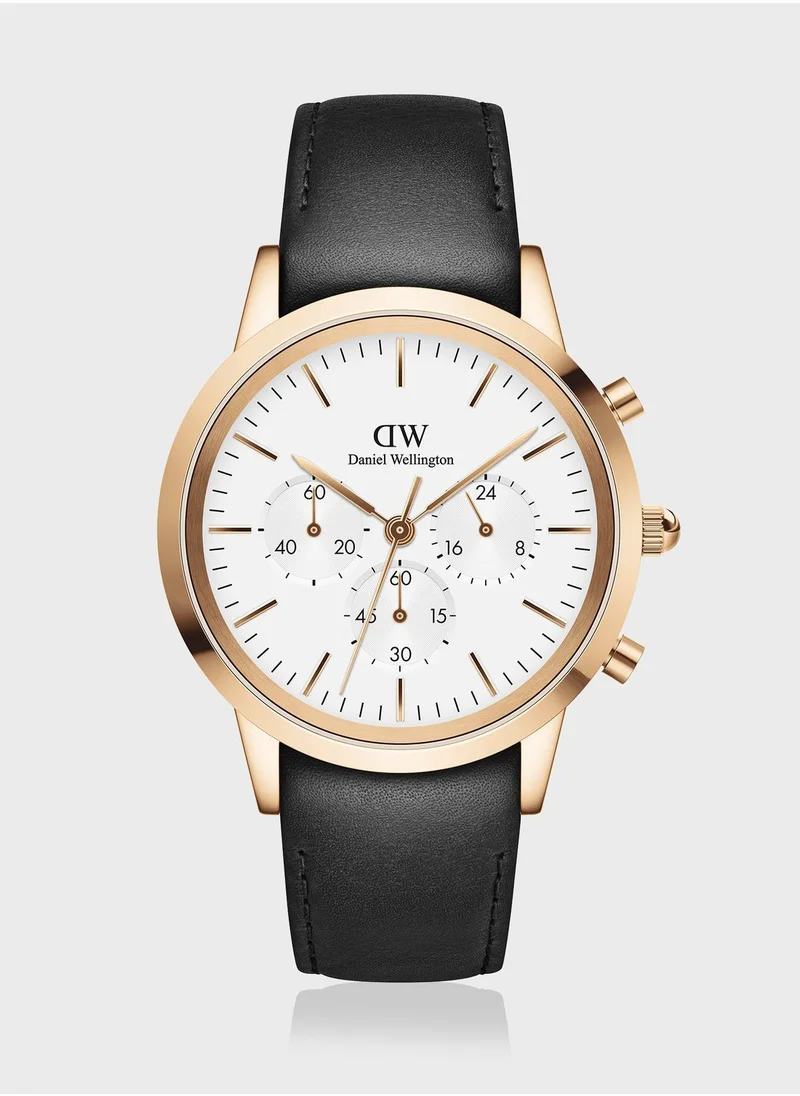 DANIEL WELLINGTON Iconic Leather Strap Analog Watch