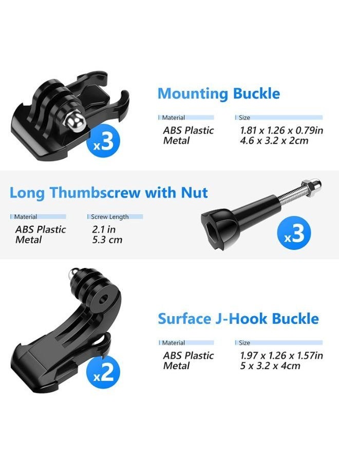 Generic 8-in-1 Accessory Kit compatible with Hero 3 3+ 4 5 6 7 8 9 10 DJI Action Includes Buckle Clip Basic Mount Vertical Surface Quick Mounting J-Hook Buckle Mount Long Thumb Screw  - Image 2