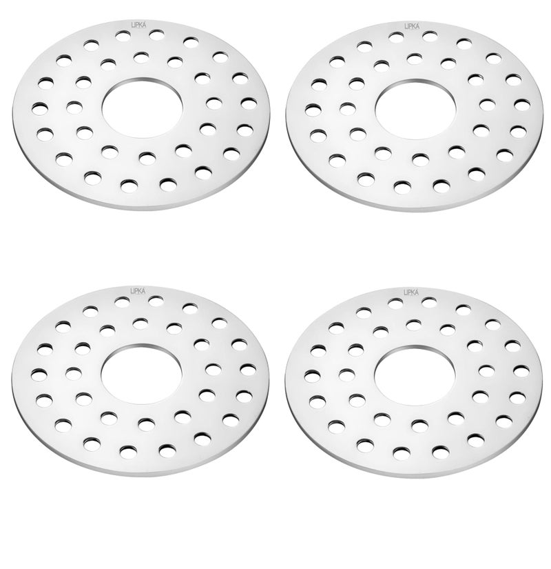 LIPKA Pack of 4 Plain Jali Round Floor Drain|Premium Stainless Steel| 3 Inches |with Hole| - Image 1