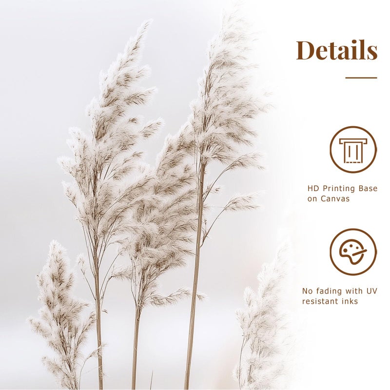 Zessonic Neutral Beach Pampas Grass Wall Art Boho Coastal Canvas Prints Wall Decor, Ocean Shore Landscape Scene Framed Ocean Theme Nature Wilderness Artwork for Living Room Bedroom, Set of 3, 16x24 Inch - Image 2