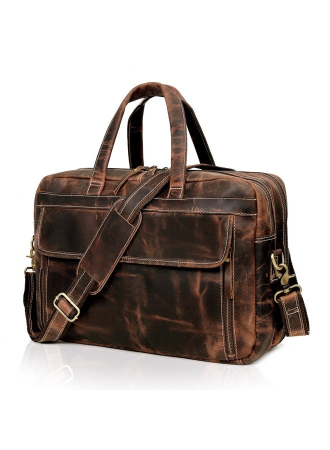 HLC 18 Inch Full Grain italian Leather Briefcase for Men, Top Choice Gifts, Handcrafted Laptop Bag with Multiple Compartments and Brass Hardware, Fits 18 Inch Laptop - Image 1
